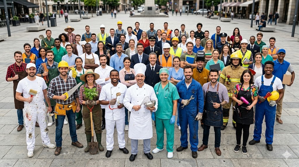 Profesional de servicios sonriendo